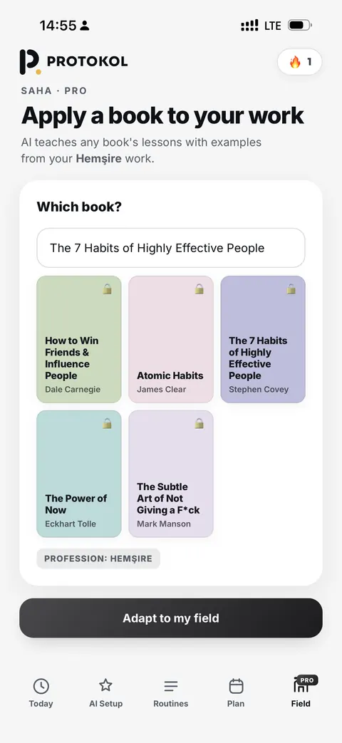 The Field tab turning a book principle into a move